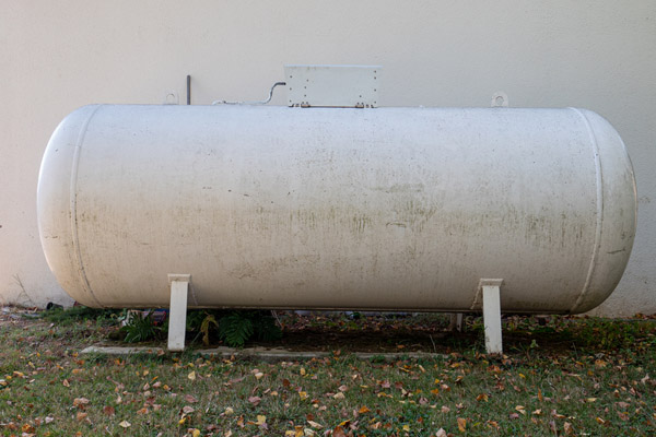 propane tank in the backyard