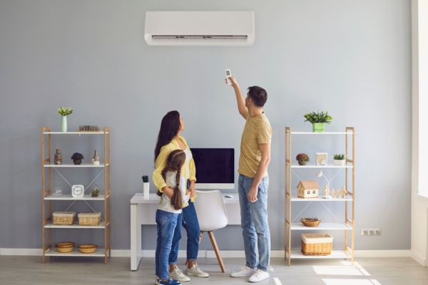 family enjoying newly installed ductless air conditioner