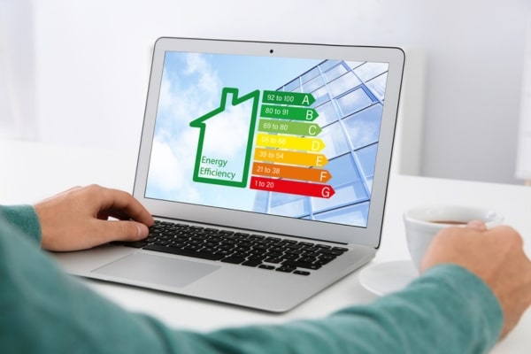 efficiency rating displayed on laptop screen depicting furnace AFUE rating