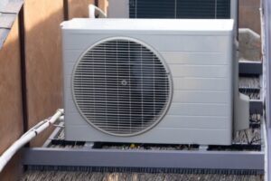 heat pump installed outside the house