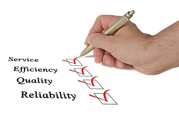 checkboxes and pen depicting reliability of propane fuel and home heating